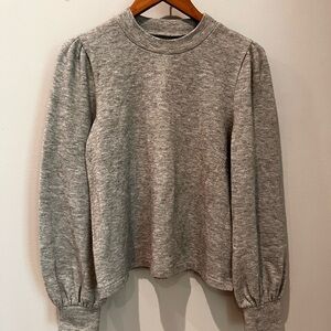 Madewell Balloon-Sleeve Collared Sweater in Grey Size L